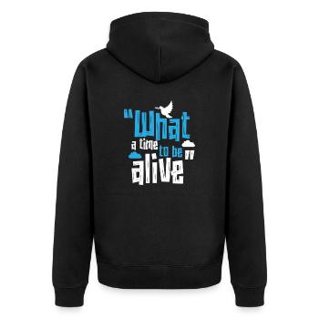 t shirt 01 - Unisex Premium Organic Zip Hoodie - black - Back - Nico (187cm)