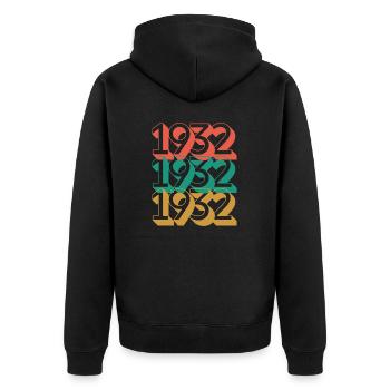Anniversaire année 1932 / Vintage 1932 / Retro 32 - Veste à capuche bio Premium Unisexe - noir - Dos - Nico (187cm)