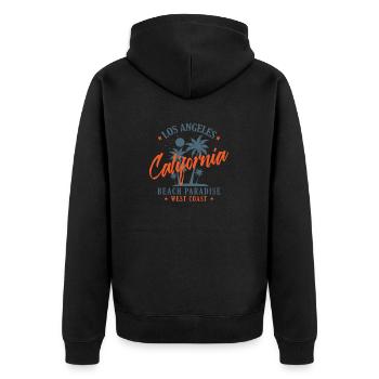 Los Angeles California Beach Paradise West Coast - Unisex Premium Bio Zip Hoodie - Schwarz - Hinten - Nico (187cm)