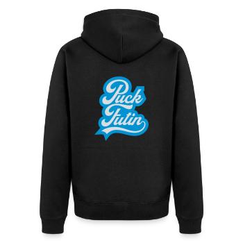Conception du logo Puck Futin - Veste à capuche bio Premium Unisexe - noir - Dos - Nico (187cm)