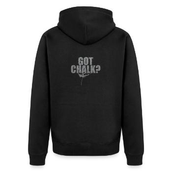 Got Chalk? Hobby Klettern Bouldern Sport - Unisex Premium Bio Zip Hoodie - Schwarz - Hinten - Nico (187cm)
