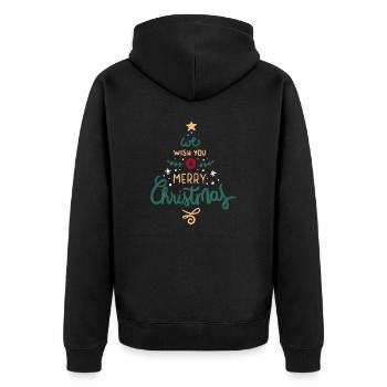 merry Christmas 15 - Unisex Premium Bio Zip Hoodie - Schwarz - Hinten - Nico (187cm)