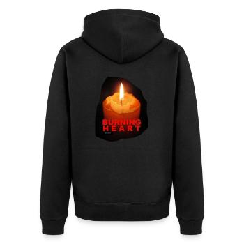 ZoffArt BURNING HEART - Unisex Premium Bio Zip Hoodie - Schwarz - Hinten - Nico (187cm)