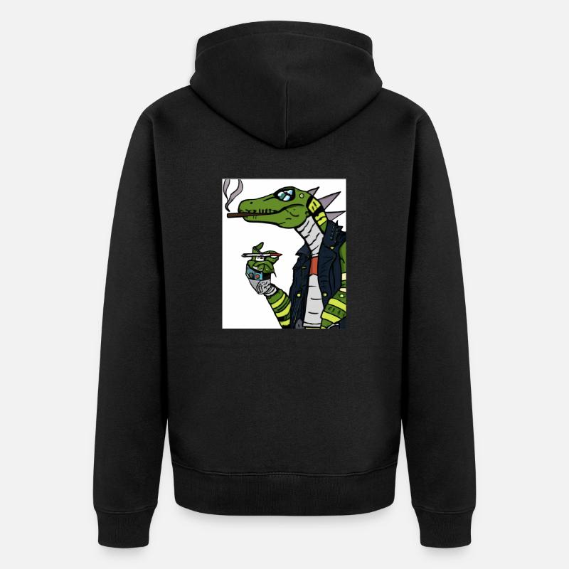 Rauchender Dino - Unisex Premium Bio Zip Hoodie - Schwarz