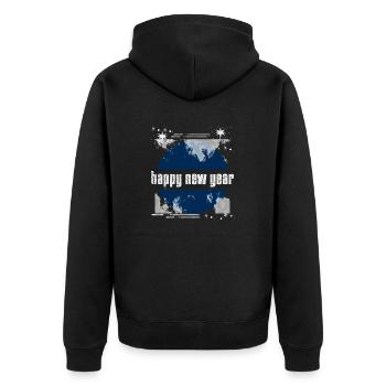 Frohes neues Jahr - Unisex Premium Bio Zip Hoodie - Schwarz - Hinten - Nico (187cm)