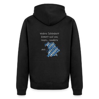 Bayern lustiger Spruch - Unisex Premium Bio Zip Hoodie - Schwarz - Hinten - Nico (187cm)