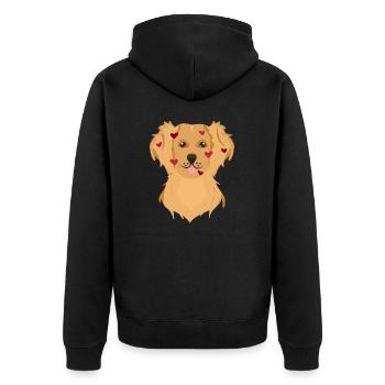 Golden Retriever - Unisex Premium Organic Zip Hoodie - black - Back - Nico (187cm)
