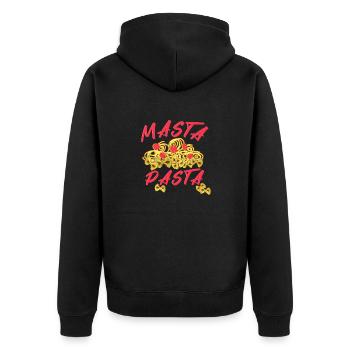 Meister der Pasta - Unisex Premium Bio Zip Hoodie - Schwarz - Hinten - Nico (187cm)