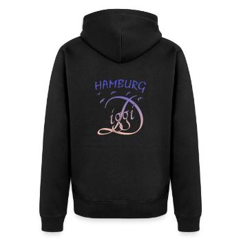 Hamburg Diggi - Unisex Premium Bio Zip Hoodie - Schwarz - Hinten - Nico (187cm)