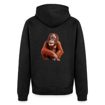 Baby Orang Utan als liebes Tierkind - Unisex Premium Bio Zip Hoodie - Schwarz - Hinten - Nico (187cm)