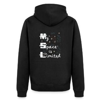 Mein Raum ist Klein - Unisex Premium Bio Zip Hoodie - Schwarz - Hinten - Nico (187cm)