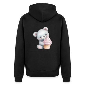 Teddy Bear Cupcake - Unisex Premium Organic Zip Hoodie - black - Back - Nico (187cm)