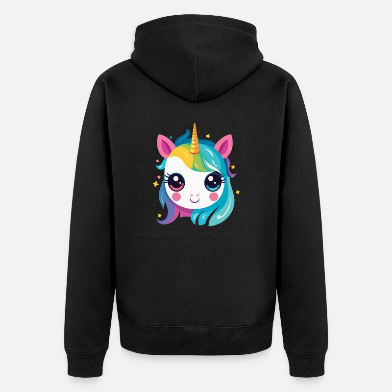 Une licorne arc-en-ciel - Veste à capuche bio Premium Unisexe - noir