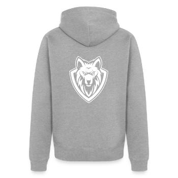 White Alpha - Unisex Premium Organic Zip Hoodie - heather grey - Back - Nico (187cm)