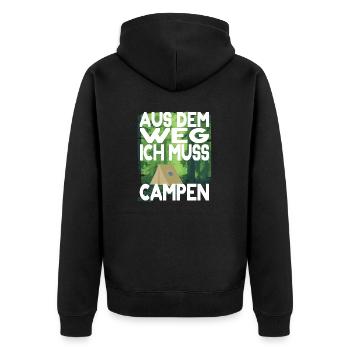 Outdoor Survival Aus dem Weg Campen Zelten Wald - Unisex Premium Bio Zip Hoodie - Schwarz - Hinten - Nico (187cm)