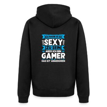 I hate to be so sexy I'm master funny - Unisex Premium Organic Zip Hoodie - black - Back - Nico (187cm)