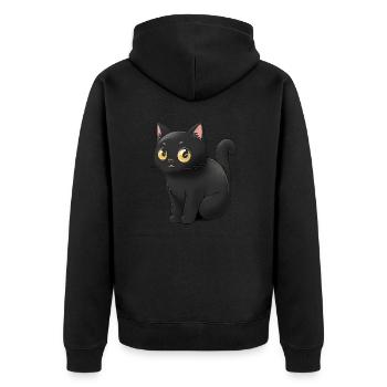 Cute Black Cats Sticker Stcker - Unisex Premium Organic Zip Hoodie - black - Back - Nico (187cm)