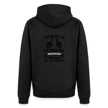 22 Geburtstag - Unisex Premium Bio Zip Hoodie - Schwarz - Hinten - Nico (187cm)