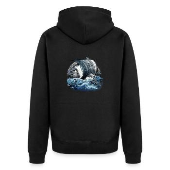 Navire viking guerrier nordique Odin Viking - Veste à capuche bio Premium Unisexe - noir - Dos - Nico (187cm)
