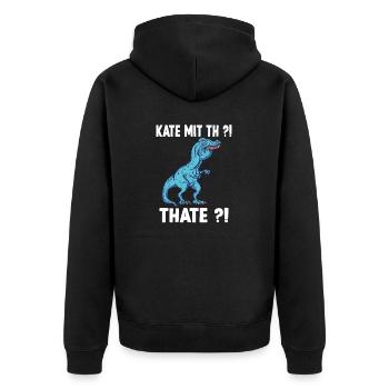 Kathe T-Rex Überbiss Meme Kathe Namens - Unisex Premium Bio Zip Hoodie - Schwarz - Hinten - Nico (187cm)