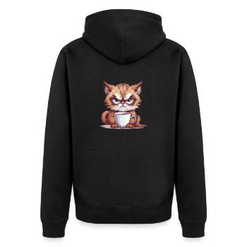 Cadeaux amusants pour les propriétaires de chats Morning Grouches - Veste à capuche bio Premium Unisexe - noir - Dos - Nico (187cm)