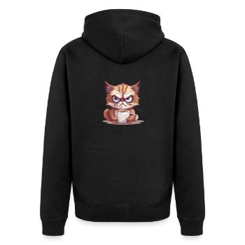 Katzenbesitzer Geschenke für Morgenmuffel Katzen - Unisex Premium Bio Zip Hoodie - Schwarz - Hinten - Nico (187cm)