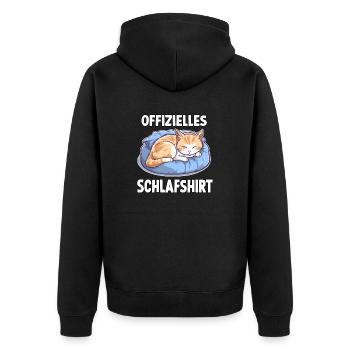 Kuscheliges Katzen T-Shirt für einen guten Start - Unisex Premium Bio Zip Hoodie - Schwarz - Hinten - Nico (187cm)