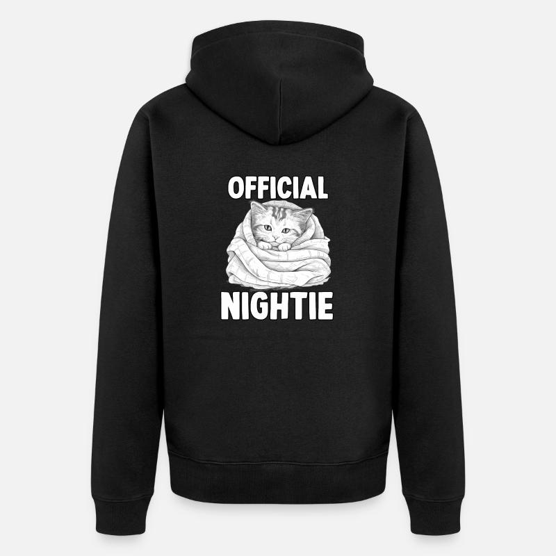 T-shirt chat drôle pour des nuits douillettes - Veste à capuche bio Premium Unisexe - noir