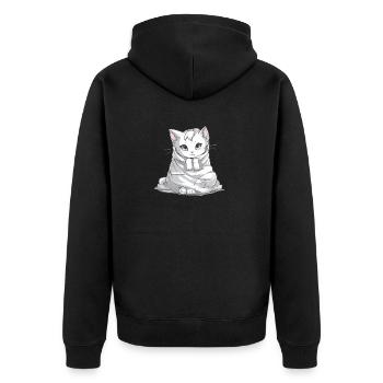 Katzenbesitzer Geschenk süße Kuschel Katzen - Unisex Premium Bio Zip Hoodie - Schwarz - Hinten - Nico (187cm)