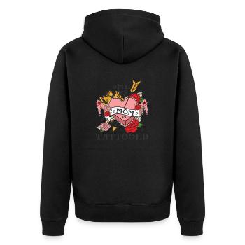 Coole Mutter - Mutter Tattoo - Unisex Premium Bio Zip Hoodie - Schwarz - Hinten - Nico (187cm)
