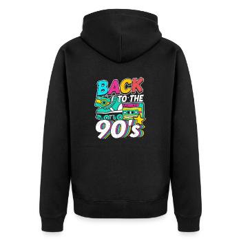 Back to the 90s Roller Girl Party - Unisex Premium Bio Zip Hoodie - Schwarz - Hinten - Nico (187cm)