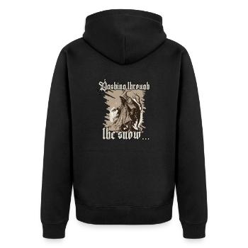 Krampus T-Shirt Furcht & Schrecken zur Weihnacht - Unisex Premium Bio Zip Hoodie - Schwarz - Hinten - Nico (187cm)