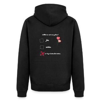 Willst du mit mir gehen....Lustiges Oberteil - Unisex Premium Bio Zip Hoodie - Schwarz - Hinten - Nico (187cm)