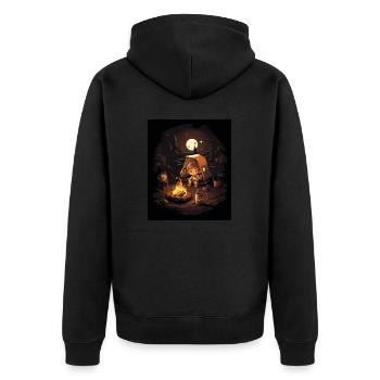 Zeltendes Kind - Unisex Premium Bio Zip Hoodie - Schwarz - Hinten - Nico (187cm)
