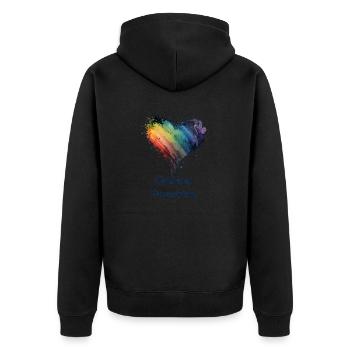 Rainbow heart chasing Dopamine - Unisex Premium Organic Zip Hoodie - black - Back - Nico (187cm)