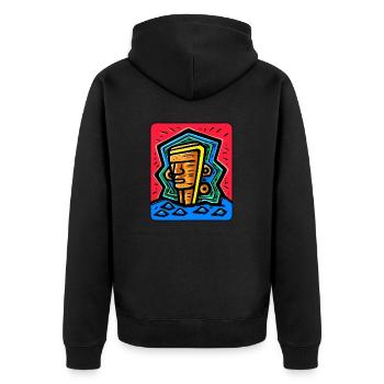 Abstract Colorful Tiki - Unisex Premium Organic Zip Hoodie - black - Back - Nico (187cm)