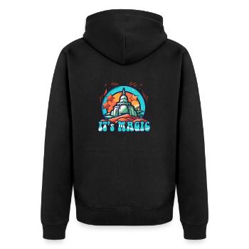 Magisches orientalisches Schloss - Unisex Premium Bio Zip Hoodie - Schwarz - Hinten - Nico (187cm)