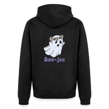 Halloween Spooky Ghost Boo Jee Boo - Unisex Premium Organic Zip Hoodie - black - Back - Nico (187cm)