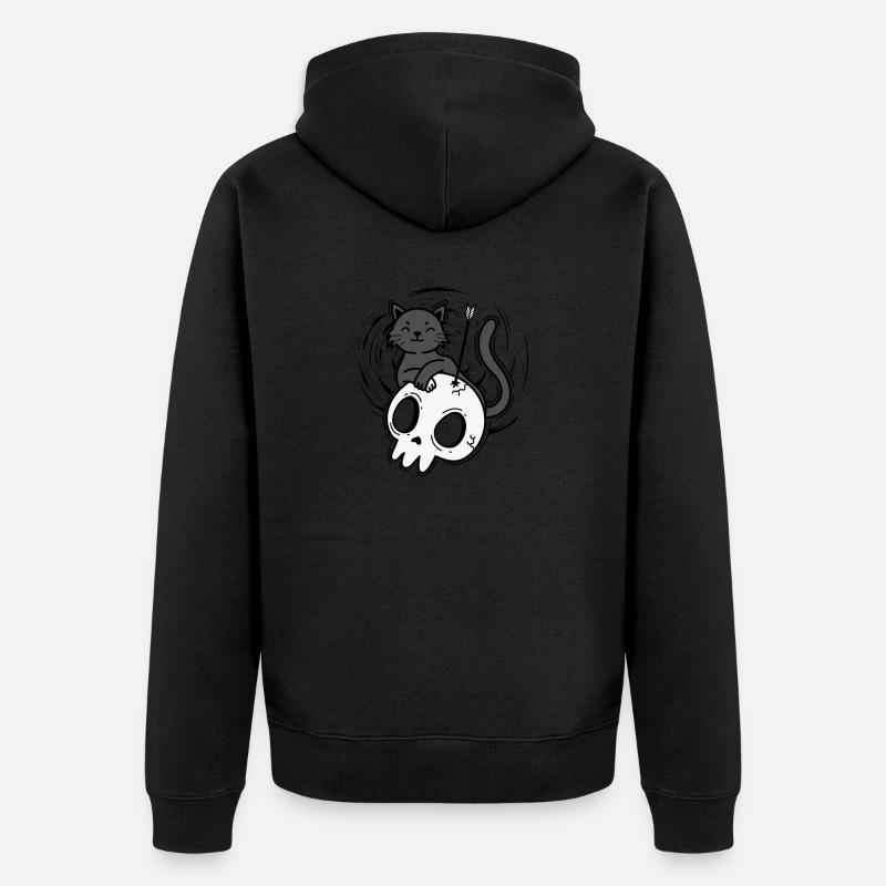 Chat avec crâne de style gothique - Veste à capuche bio Premium Unisexe - noir