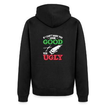 Lustiger Friseur Friseur Friseur Witz - Unisex Premium Bio Zip Hoodie - Schwarz - Hinten - Nico (187cm)