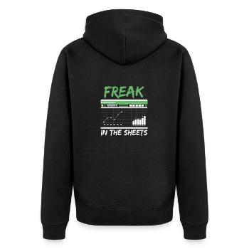 Freak in den Laken Lustiger Buchhalter in der Buchhaltung - Unisex Premium Bio Zip Hoodie - Schwarz - Hinten - Nico (187cm)