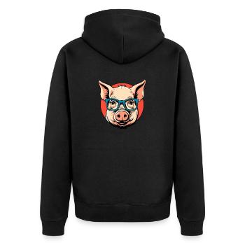 The Cunning Pig - Unisex Premium Organic Zip Hoodie - black - Back - Nico (187cm)