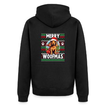 Dog Lover Christmas - Lustiger hässlicher Weihnachtspullover - Unisex Premium Bio Zip Hoodie - Schwarz - Hinten - Nico (187cm)