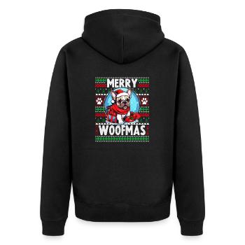 Noël en famille Bouledogue Français - Noël moche - Veste à capuche bio Premium Unisexe - noir - Dos - Nico (187cm)