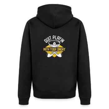 Hör auf, mit deinem Beiboot zu spielen Lustiger - Unisex Premium Bio Zip Hoodie - Schwarz - Hinten - Nico (187cm)