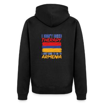 Armenische Flagge Armenien - Unisex Premium Bio Zip Hoodie - Schwarz - Hinten - Nico (187cm)
