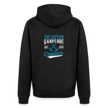 The captain is always right Funny boat sail - Unisex Premium Organic Zip Hoodie - black - Back - Nico (187cm)