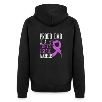 Stolzer Vater Eines Morbus-crohn-kriegers - Unisex Premium Bio Zip Hoodie - Schwarz - Hinten - Nico (187cm)