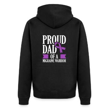 Fier père d’un guerrier migraineux chronique - Veste à capuche bio Premium Unisexe - noir - Dos - Nico (187cm)