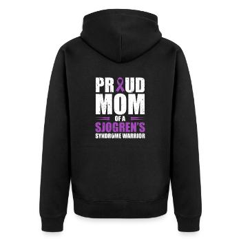 Proud mother of a Sjogren's syndrome warrior - Unisex Premium Organic Zip Hoodie - black - Back - Nico (187cm)
